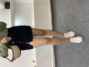 Koyu Lacivert Jean Etek