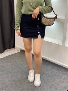 Koyu Lacivert Jean Etek