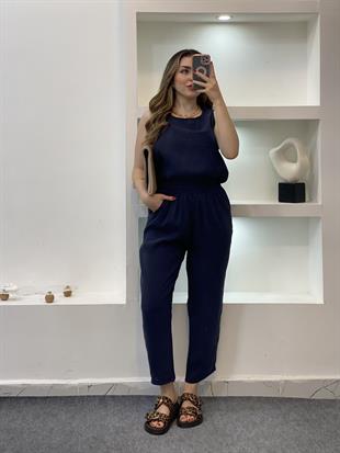 Lacivert Bluz Pantolon Tensel Takım