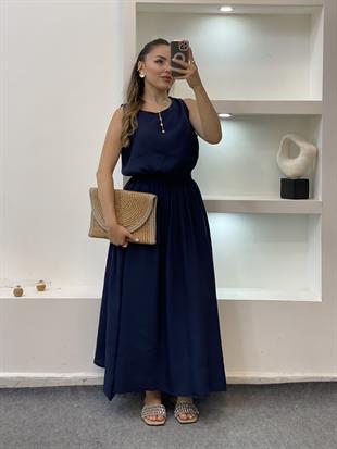 Lacivert Tensel Bluz Etek Takım