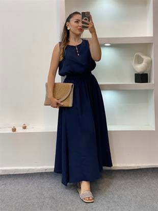 Lacivert Tensel Bluz Etek Takım