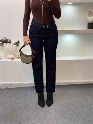 Lacivert Yüksek Bel Boyfit Jean