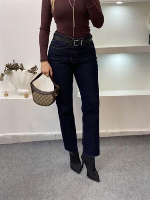 Lacivert Yüksek Bel Boyfit Jean