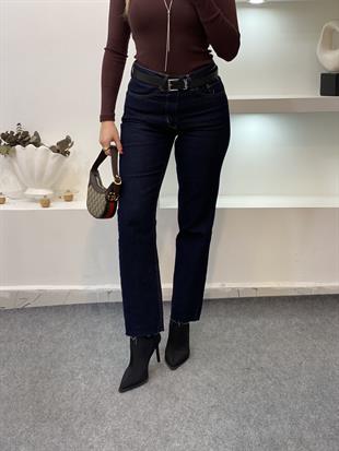 Lacivert Yüksek Bel Boyfit Jean