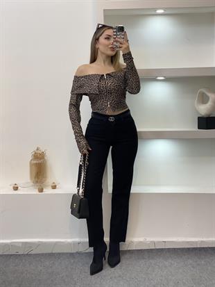 Leo Desen Fermuarlı Bluz