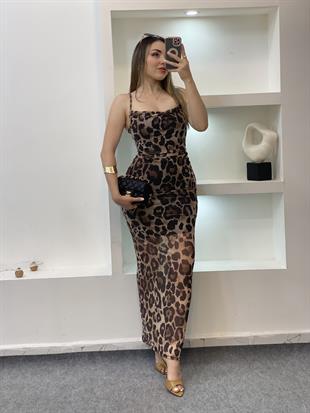Leo Desen Likralı Tül Elbise