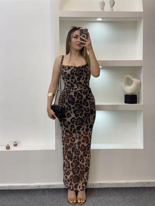 Leo Desen Likralı Tül Elbise