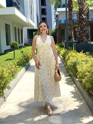 Limon Desenli Elbise 