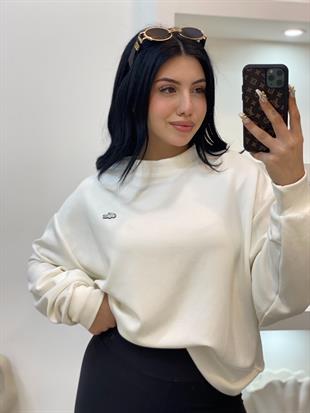 Beyaz Modal Kumaş Sweatshirt 