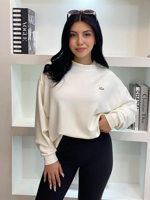 Beyaz Modal Kumaş Sweatshirt 