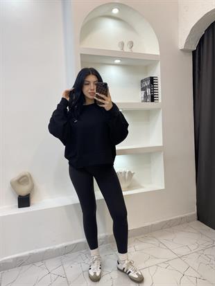 Siyah Renk Modal Kumaş Sweatshirt 