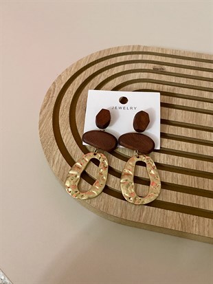 Marka Model Gold Kahve Boğumlu Küpe 