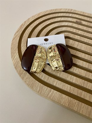 Marka Model Gold Kahve Küpe 