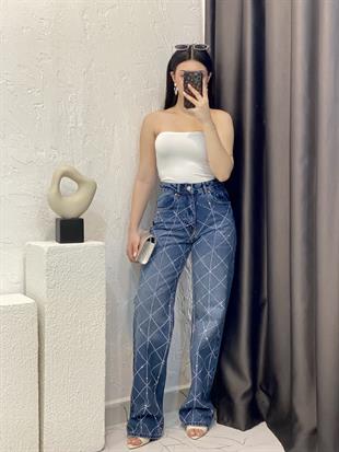 Marka Model Koyu Mavi Taşlı Jean 