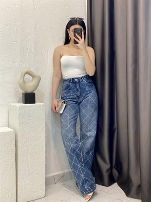Marka Model Koyu Mavi Taşlı Jean 