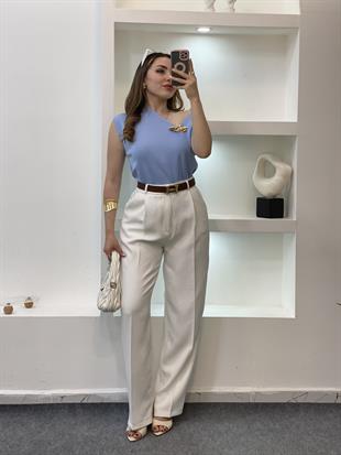 Mavi Gold Toka Detaylı Triko Bluz