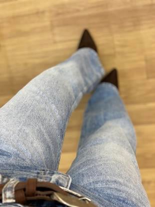 Mavi Yüksek Bel Straight Jean