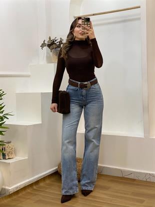 Mavi Yüksek Bel Straight Jean