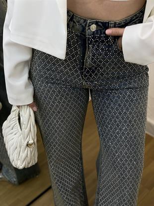 Mng Parıltılı Taşlı Yüksek Bel Jean