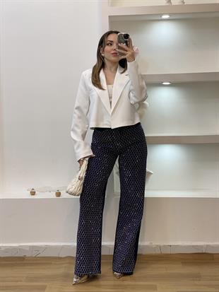 Mng Parıltılı Taşlı Yüksek Bel Jean