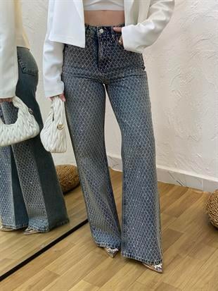 Mng Parıltılı Taşlı Yüksek Bel Jean