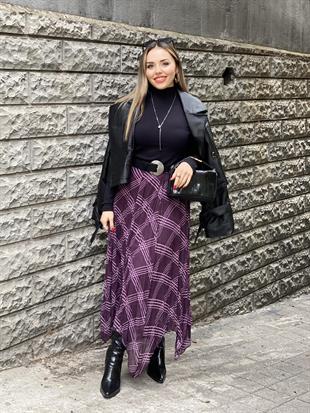 Mürdüm Asimetrik Kesim Etek