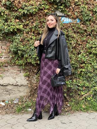 Mürdüm Asimetrik Kesim Etek