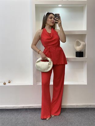 Nar Çiçeği Degaje Yaka Bürümcük Takım