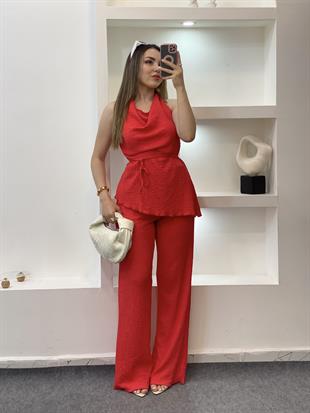 Nar Çiçeği Degaje Yaka Bürümcük Takım