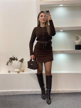 Nisan Marka Kahve Premium  Kemerli Hırka