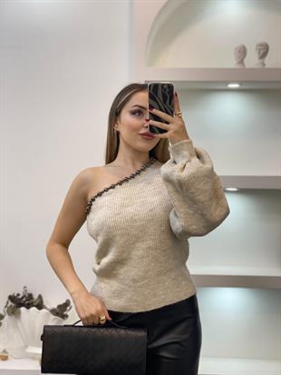Nisan Marka Taş Premium Kalite İnci Detaylı Kazak