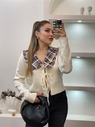 Nisan Marka Yaka Detaylı Triko Hırka 