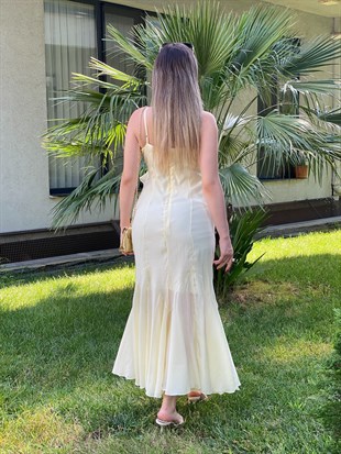 Orj Marka Sarı Volanlı Elbise