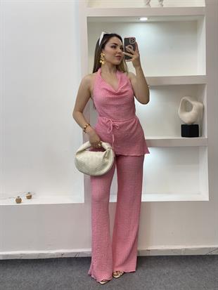 Pembe Degaje Yaka Bürümcük Takım