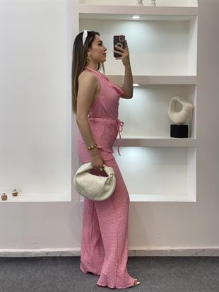 Pembe Degaje Yaka Bürümcük Takım