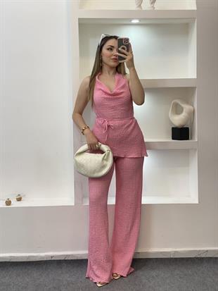 Pembe Degaje Yaka Bürümcük Takım
