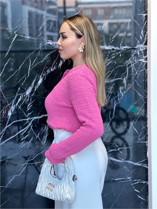 Pembe Güneş Aksesuarlı Triko Hırka 
