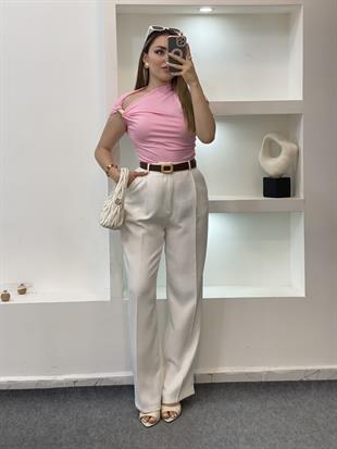 Pembe Omuz Gold Tokalı Bluz