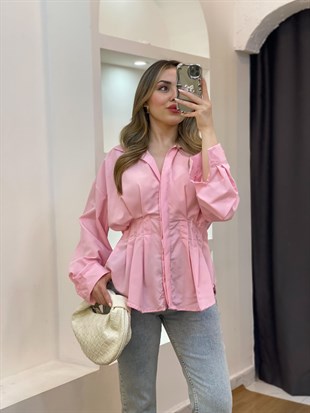 Pembe Piliseli Model Gömlek 