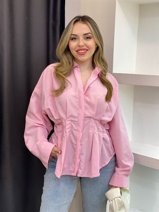 Pembe Piliseli Model Gömlek 