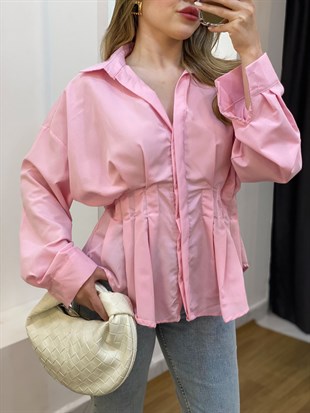 Pembe Piliseli Model Gömlek 