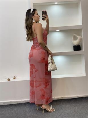 Pembe Q Marka Çiçek Desenli Elbise