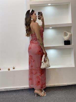 Pembe Q Marka Çiçek Desenli Elbise