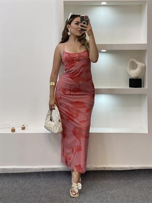 Pembe Q Marka Çiçek Desenli Elbise