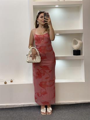 Pembe Q Marka Çiçek Desenli Elbise