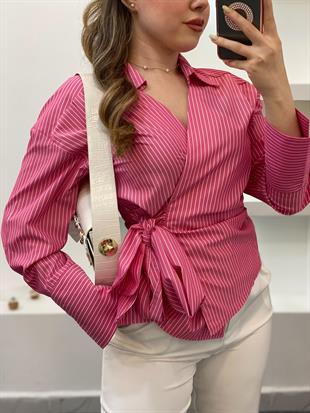 Pembe Quzu Marka Bağlamalı Model Gömlek 