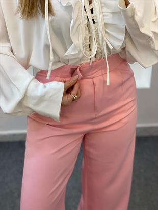 Pembe Yüksek Bel Palazzo Pantolon 
