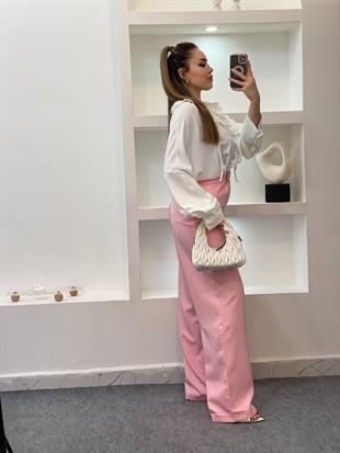 Pembe Yüksek Bel Palazzo Pantolon 