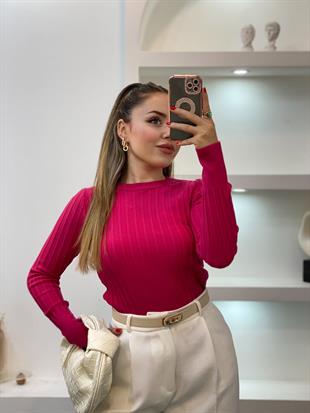 Pembe Yumoş Dokulu Triko Bluz 