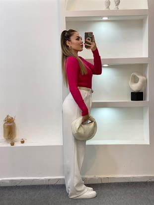 Pembe Yumoş Dokulu Triko Bluz 
